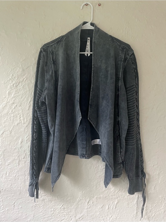 Leo & Nicole Sweaters - Leo & Nicole Long Sleeve Knitted Fold Hem Jacket w/Pockets bib; size XL